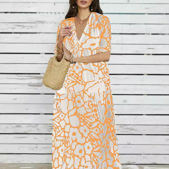 Damen Maxi-Kleid mit floralem Design und weitem Schnitt R&B