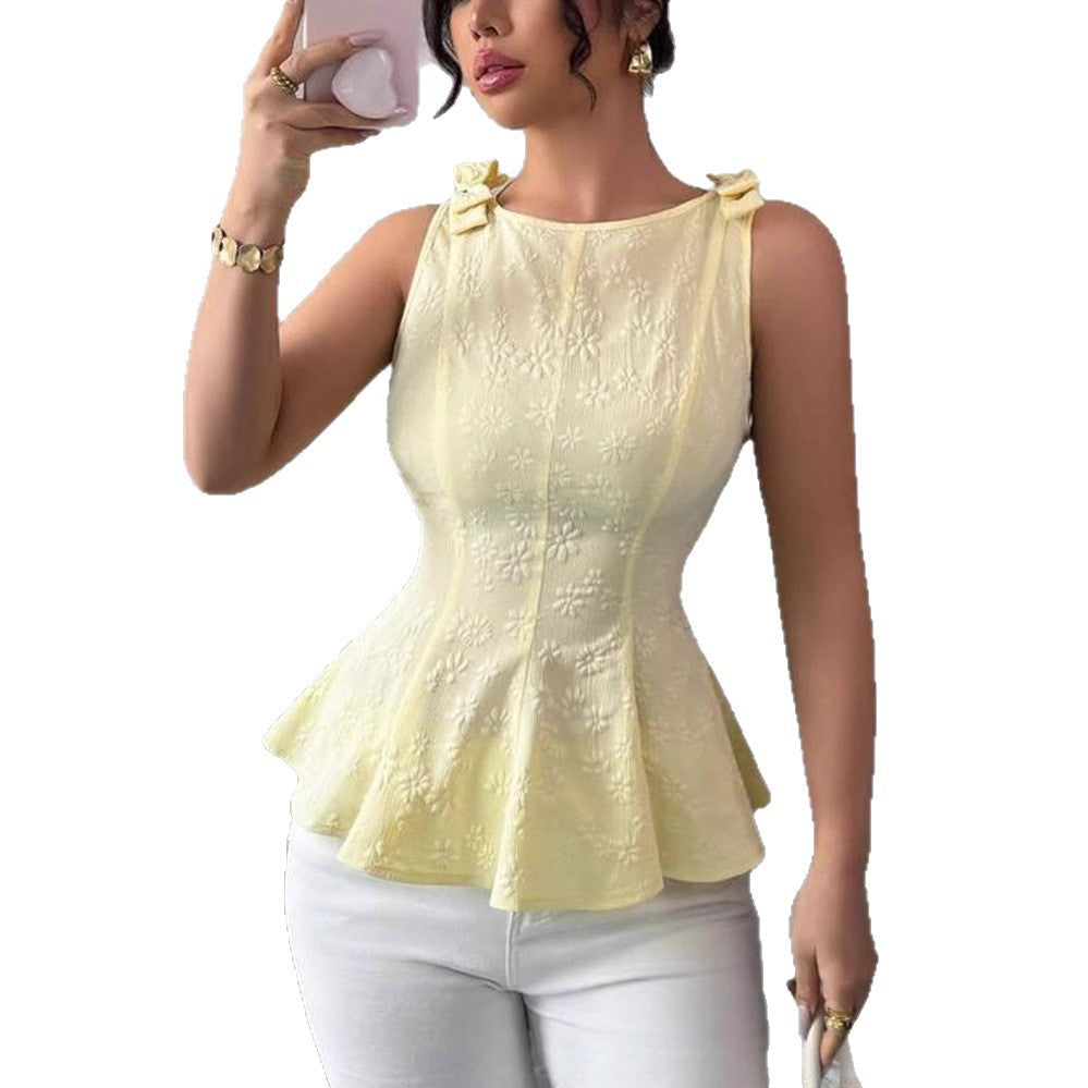 Damen Peplum-Top mit floralen Details