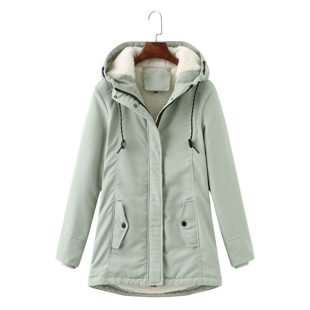 Damen warme Fleecegefütterte Parka-Jacke mit verstellbarem Taillenzug R&B