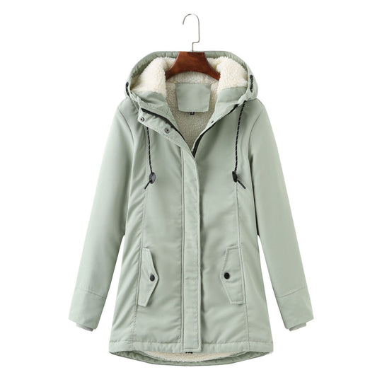Damen warme Fleecegefütterte Parka-Jacke mit verstellbarem Taillenzug R&B
