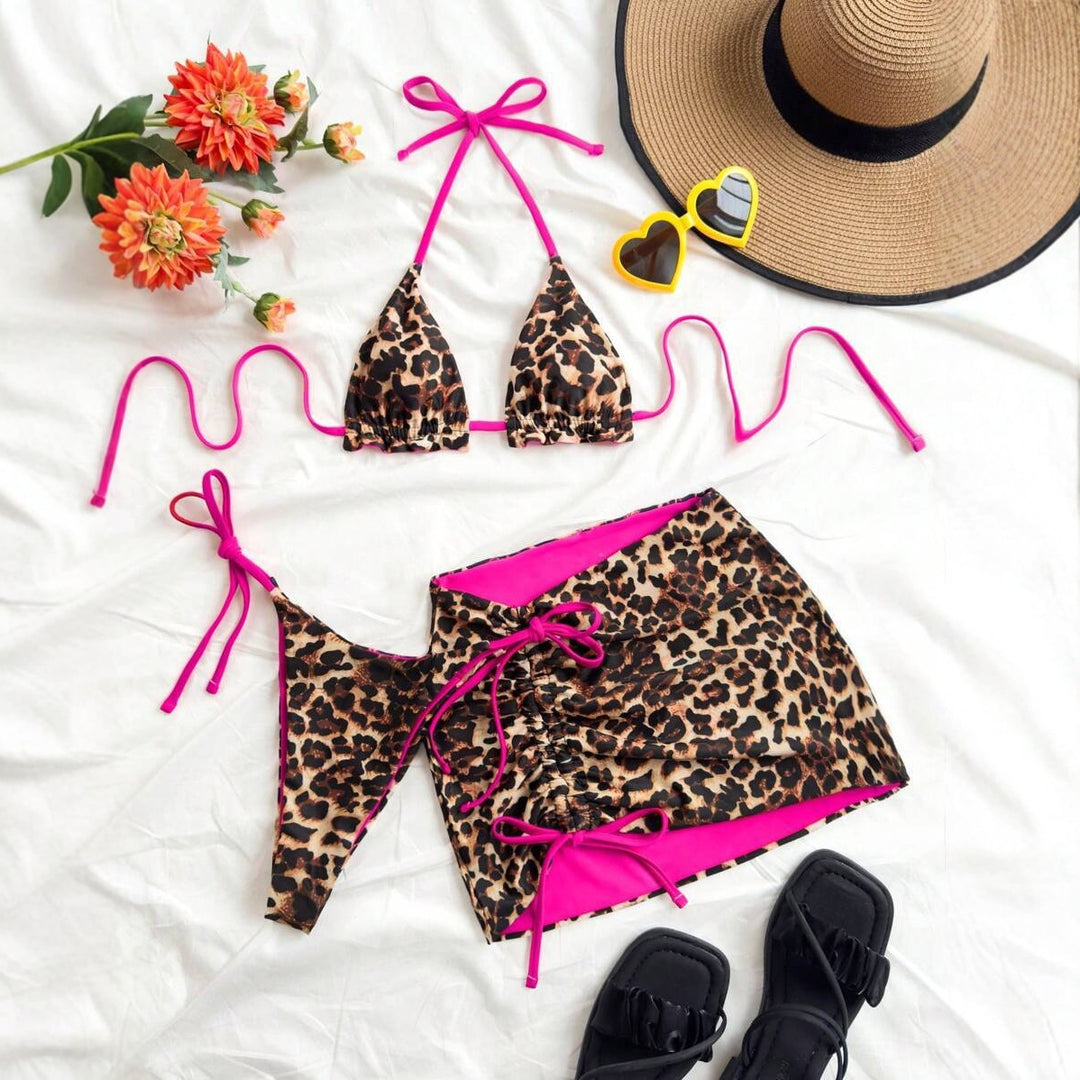 Damen Triangel-Bikini-Set mit rüschenfreien Details und Wickelrock R&B