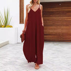 Damen Maxikleid mit v-ausschnitt und fließendem Schnitt R&B