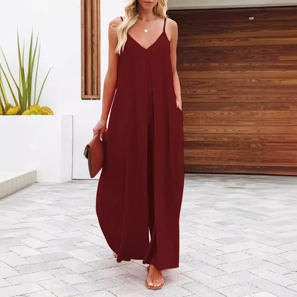 Damen Maxikleid mit v-ausschnitt und fließendem Schnitt R&B