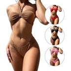 Damen Bandeau-Bikini mit herausragendem Wickeldesign und verstellbaren Trägern R&B