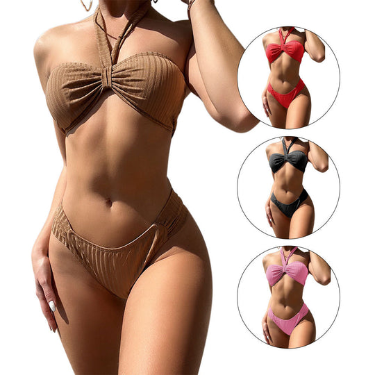 Damen Bandeau-Bikini mit herausragendem Wickeldesign und verstellbaren Trägern R&B
