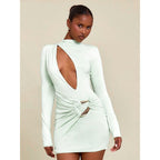 Damen Enganliegendes Minikleid mit raffiniertem Wickeldesign und tiefem Ausschnitt R&B