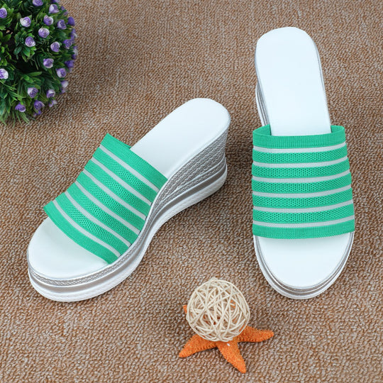 Damen modische Wedge-Pantoletten mit strukturiertem Obermaterial und atmungsaktivem Design R&B