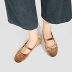 Damen Ballerinas mit dekorativem Blumenmuster und komfortablem Riemendesign R&B