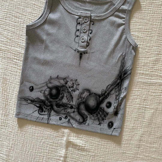 Damen körperbetontes Tanktop mit kreativem Grafikdruck R&B