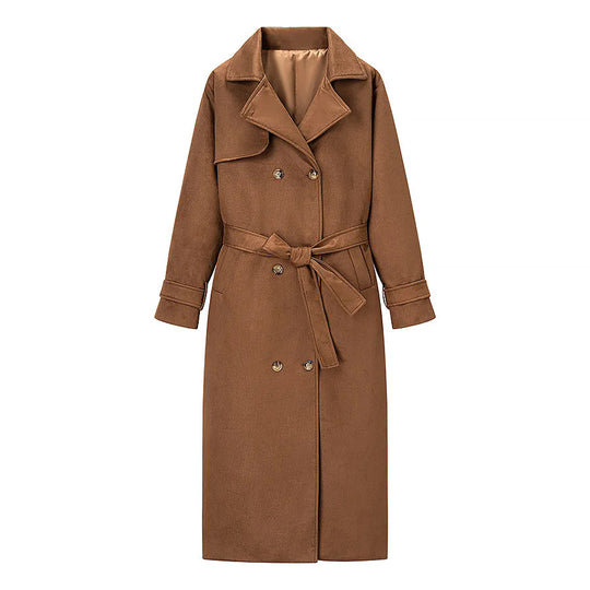 Damen eleganter Trenchcoat mit doppelter Knopfleiste und Gürtel R&B