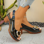 Damen Offene Hochhackige Sandalen mit dekorativem Schnallen-Detail R&B