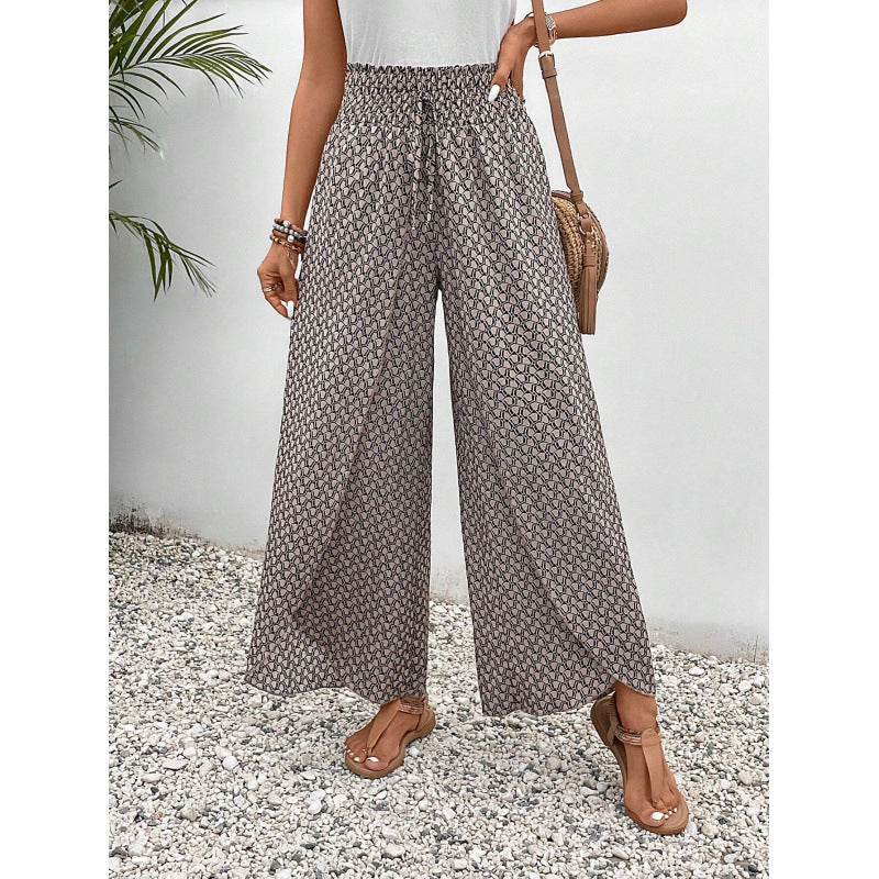 Damen weite Palazzo-Hose mit elastischem Bund und angesagtem Muster R&B