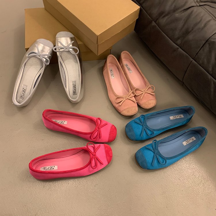 Damen bequeme Ballerinas mit dekorativem Schleifenakzent und elastischem Fußbett R&B