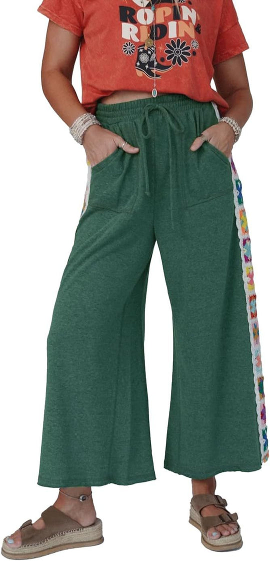 Damen Weite Freizeithose mit buntem Seitenstreifen R&B