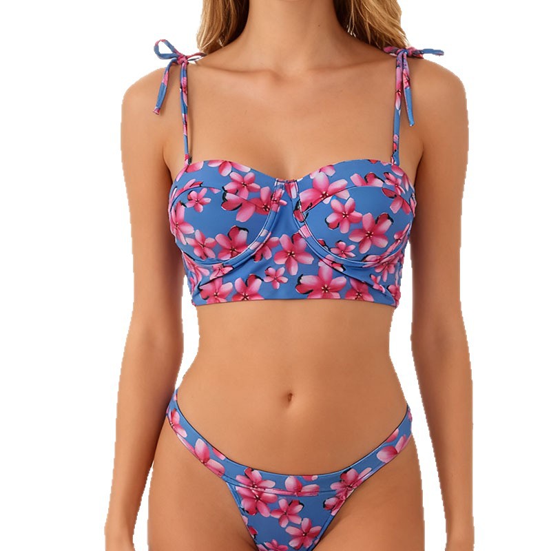 Damen Bandeau Bikini-Top mit eleganter Rüschen-Optik R&B
