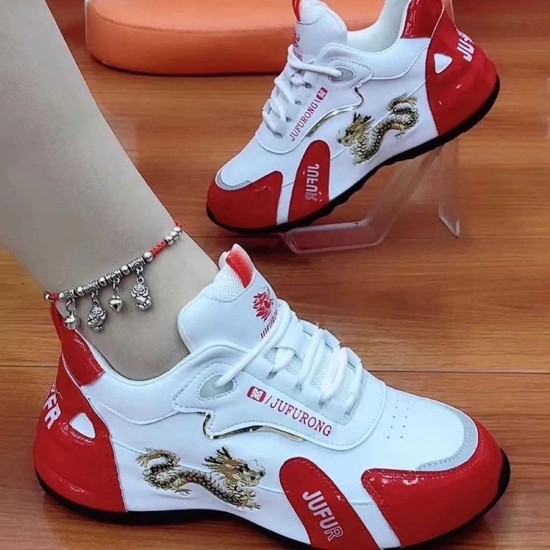 Damen Sportliche Sneakers mit trendigem Drachenmuster R&B