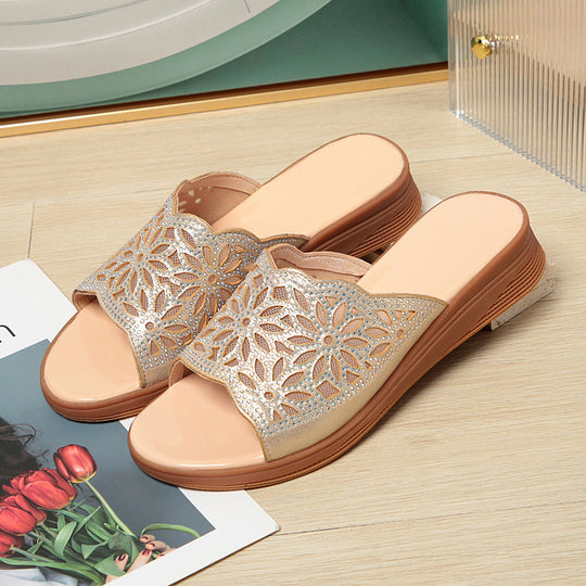 Damen elegante und komfortable Riemchensandalen mit floralem Design R&B