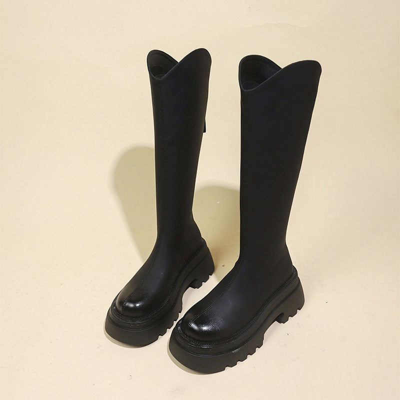 Damen kniehohe Stiefel mit elegantem Schnitt und robuster Sohle R&B