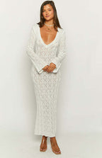 Damen Langarm Spitze Kleid R&B