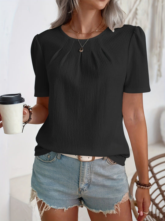 Damen Modisches Oberteil mit strukturiertem Design und Puffärmeln R&B