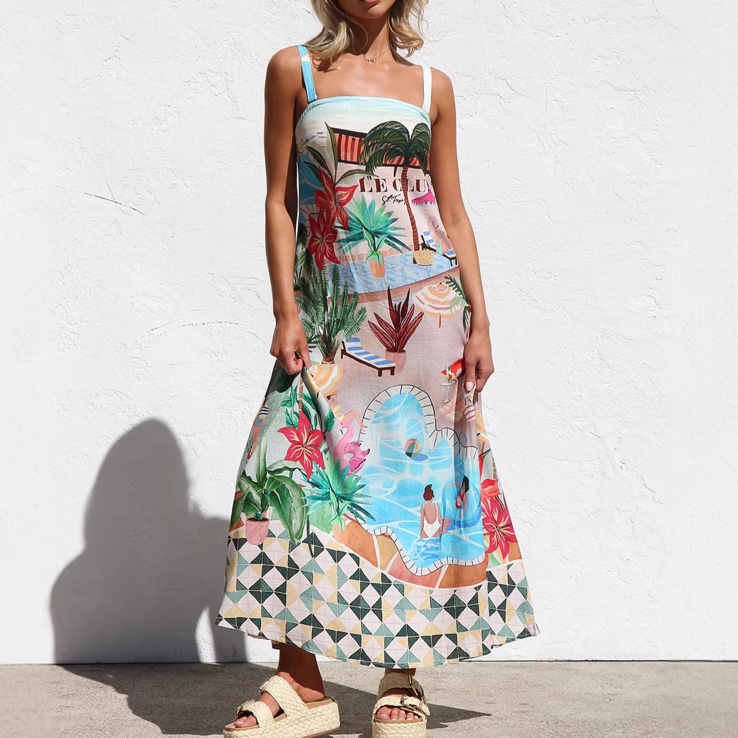 Damen Sommerliches Maxikleid mit buntem Print und luftiger Passform