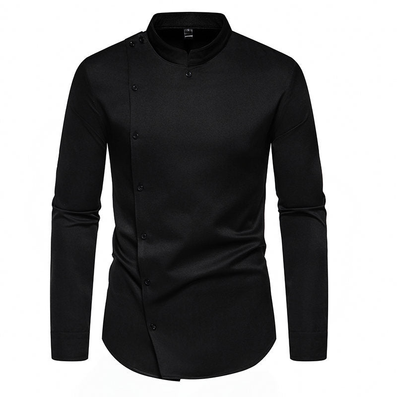 Herren Langarm Hemd mit modernem Knopfdesign R&B