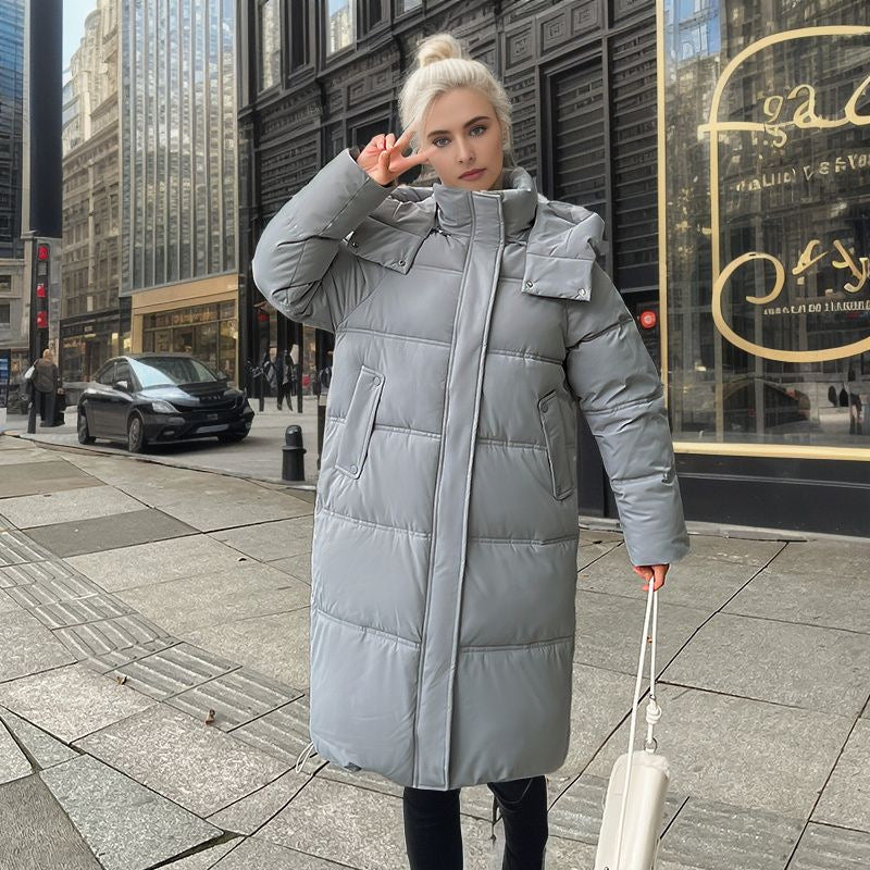 Damen langärmliger Puffer-Mantel mit isolierender Fütterung und verstellbarer Kapuze R&B
