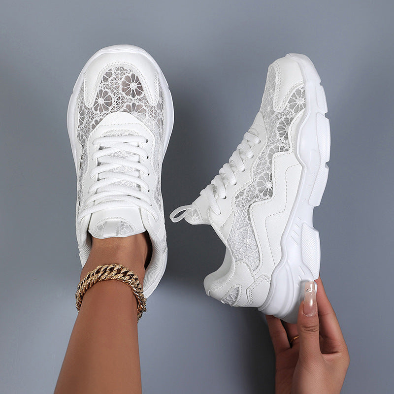 Damen Trendige Sneakers mit atmungsaktivem Obermaterial und eleganter Struktur
