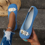 Damen Elegante und atmungsaktive Ballerinas mit floraler Verzierung