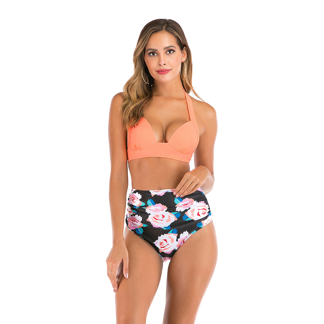 Damen Hoch taillierter Bikini mit floralem Design R&B