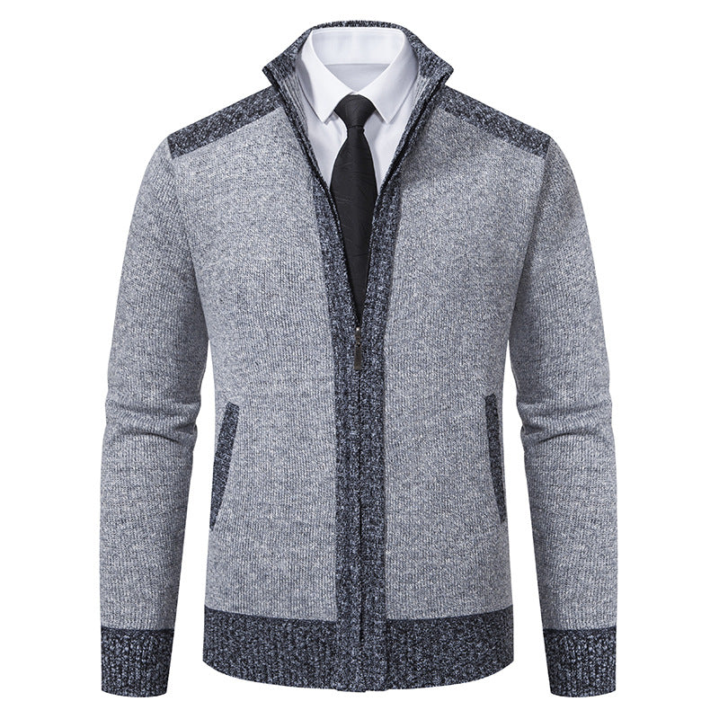 Herren Strickjacke mit modernem Zipper und hochwertiger Struktur