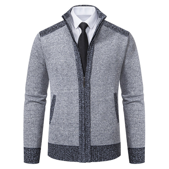 Herren Strickjacke mit modernem Zipper und hochwertiger Struktur R&B