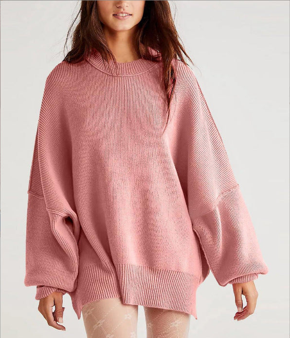 Damen Oversized Strickpullover mit breiten Ärmeln und strukturierter Oberfläche R&B