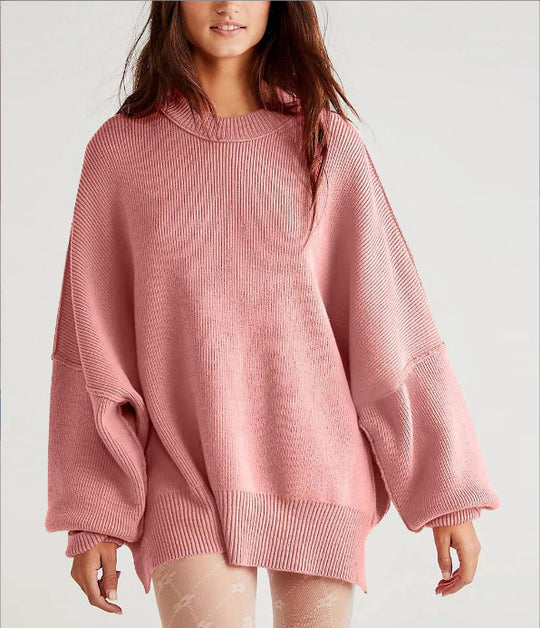 Damen Oversized Strickpullover mit breiten Ärmeln und strukturierter Oberfläche R&B