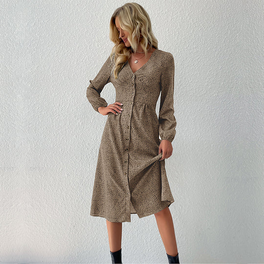 Damen Hemdkleid mit elegantem V-Ausschnitt und Knopfdetails R&B