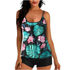 Damen Sportoberteil mit floralem Design und integriertem Shorts R&B