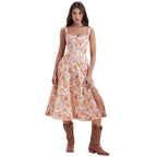 Damen Midikleid mit schulterfreiem Design und floralem Muster R&B