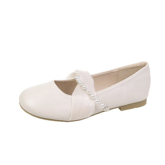 Damen elegante Ballerinas mit Perlenschmuck R&B