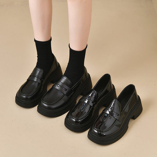 Damen elegante Mokassins mit hohem Blockabsatz R&B