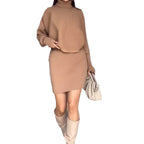 Damen Strickkleid mit lässigem Rollkragen und angeschnittenen Ärmeln R&B