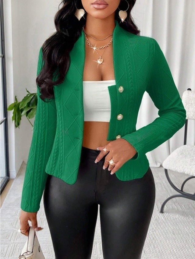 Damen Mode Blazer mit strukturiertem Design und glänzenden Knöpfen R&B