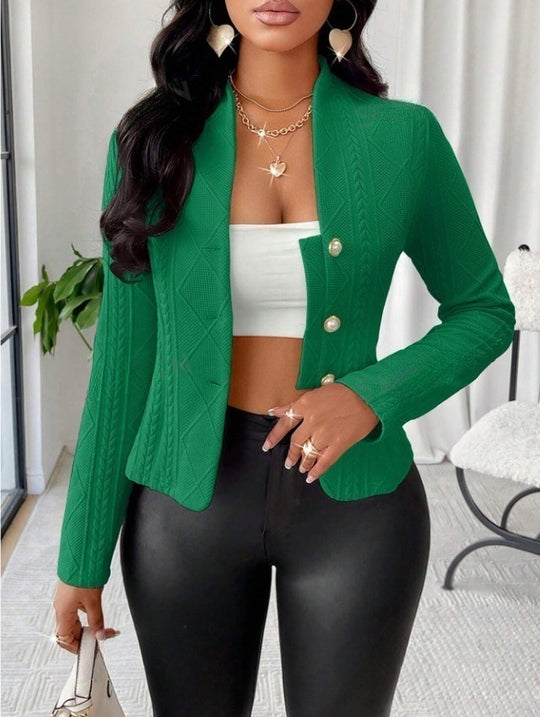 Damen Mode Blazer mit strukturiertem Design und glänzenden Knöpfen R&B