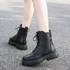 Damen robuste Schnürstiefel mit hoher Sohle und praktischem Design R&B