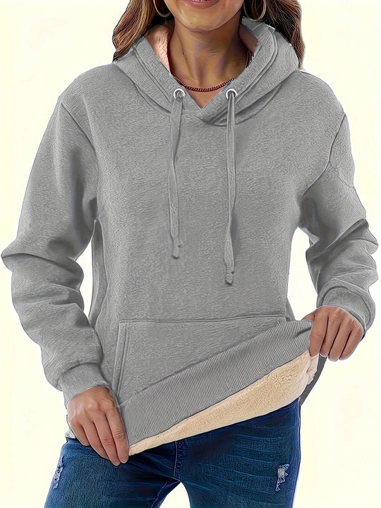 Damen kuscheliger Kapuzenpullover mit weichem Innenfutter und praktischen Kängurutaschen R&B