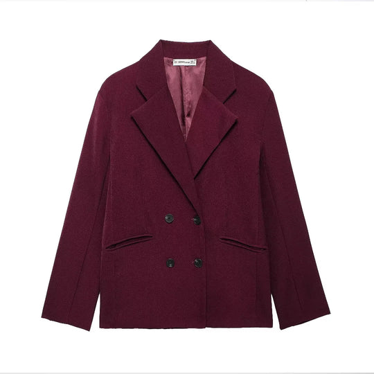 Damen elegante Doppelreiher Blazerjacke R&B