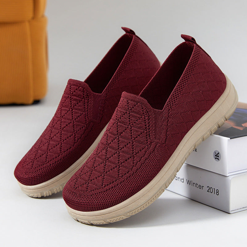 Damen Bequeme Slip-On Freizeitschuhe mit atmungsaktiver Oberflächenstruktur
