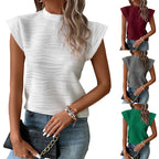 Damen Elegante und strukturierte Bluse mit kurzen Ärmeln R&B