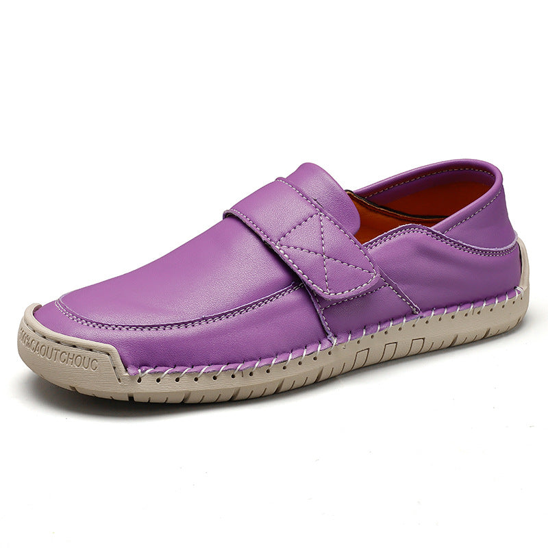 Damen Bequeme Slip-On Lederschuhe mit verstellbarem Klettverschluss R&B