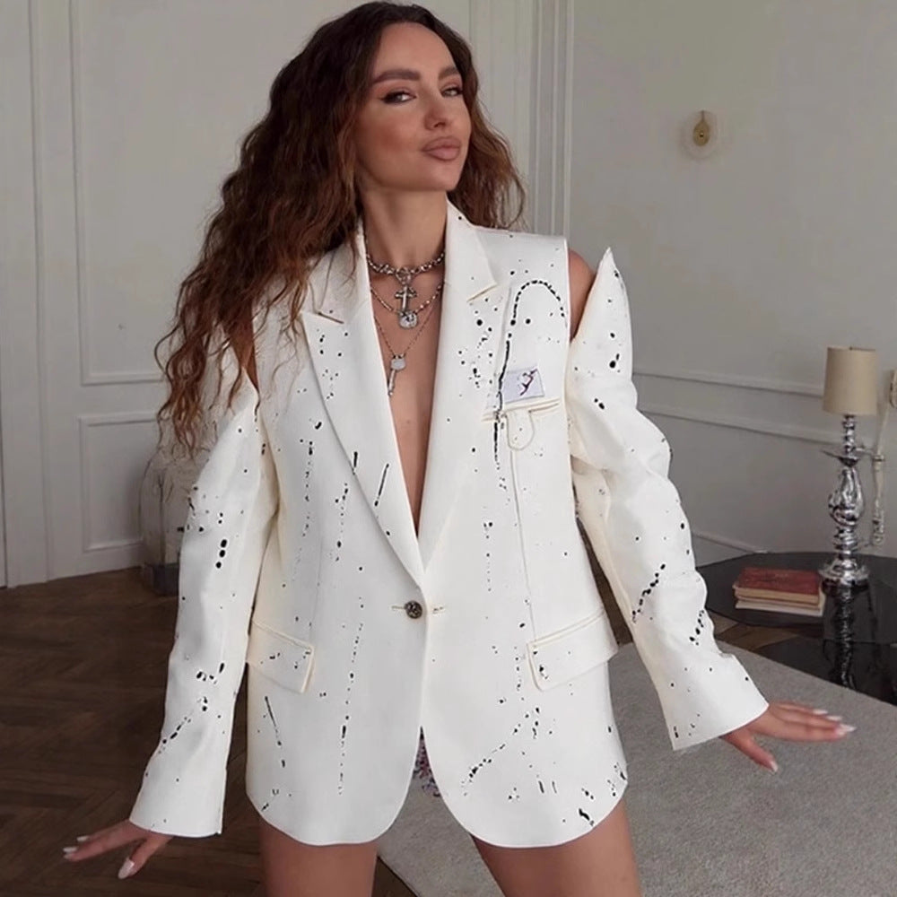 Damen Übergrößen Blazer mit kreativen Designelementen R&B