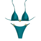 Damen Triangel-Bikini mit eleganten Goldakzenten und verstellbaren Trägern R&B